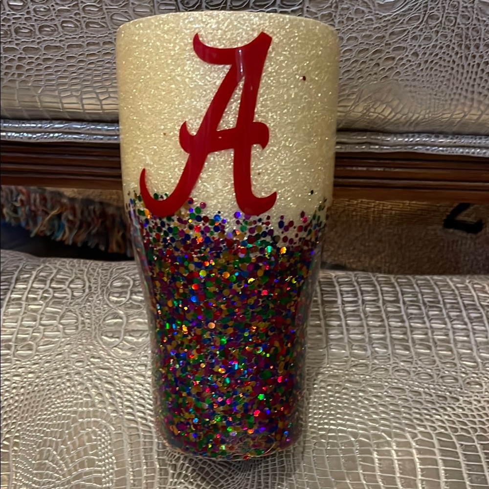 ALABAMA Glitter Tumbler with Red Accent - Picture 1 of 6